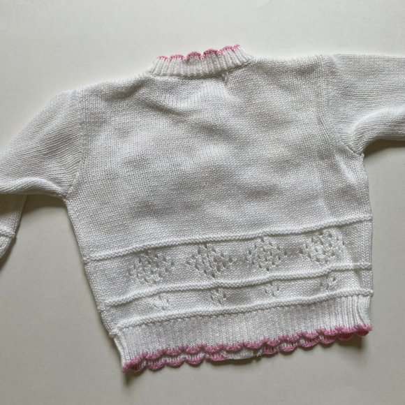 Girls Pink & White Button-Down Cardigan Sweater by Threads Clothing for Kids 12M - Picture 3 of 8